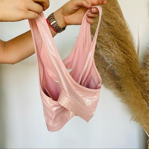 NEW VS VICTORIAS SECRET PINK Sparkle Strappy Open Slit Bralette Sports Bra M - Picture 6 of 9